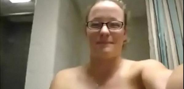  Nerdy teen videos herself stripping and masturbating